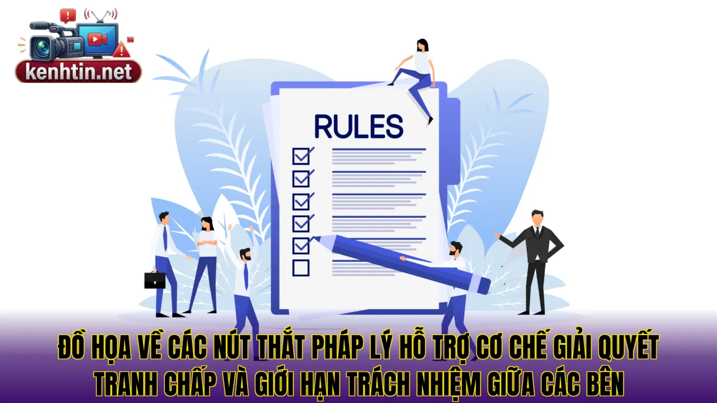 Đồ họa về các nút thắt pháp lý hỗ trợ cơ chế giải quyết tranh chấp và giới hạn trách nhiệm giữa các bên